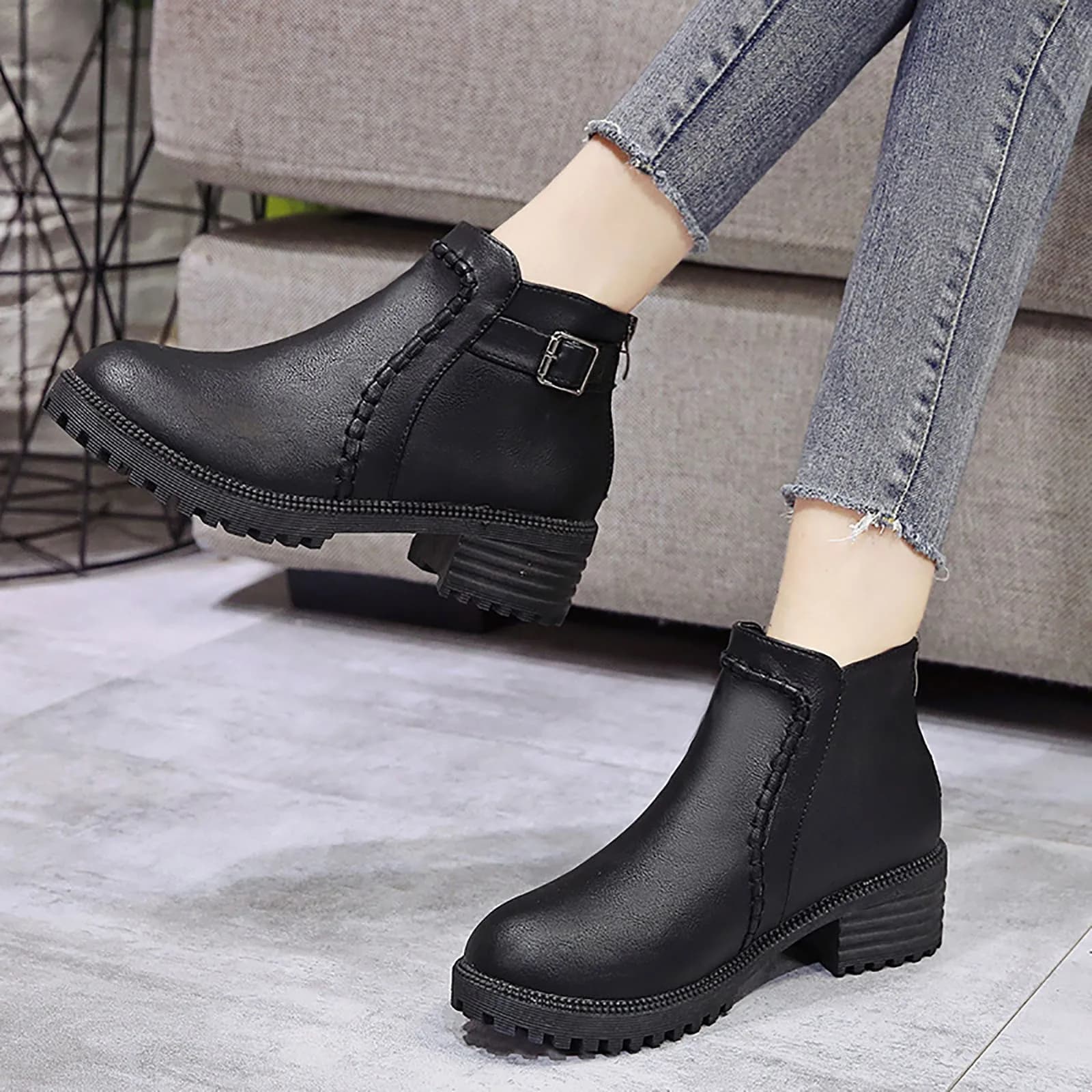 Bottes de rinçage courtes pour femmes, chaussures à talons bas, chaussons d'hiver à talon bas, Parke