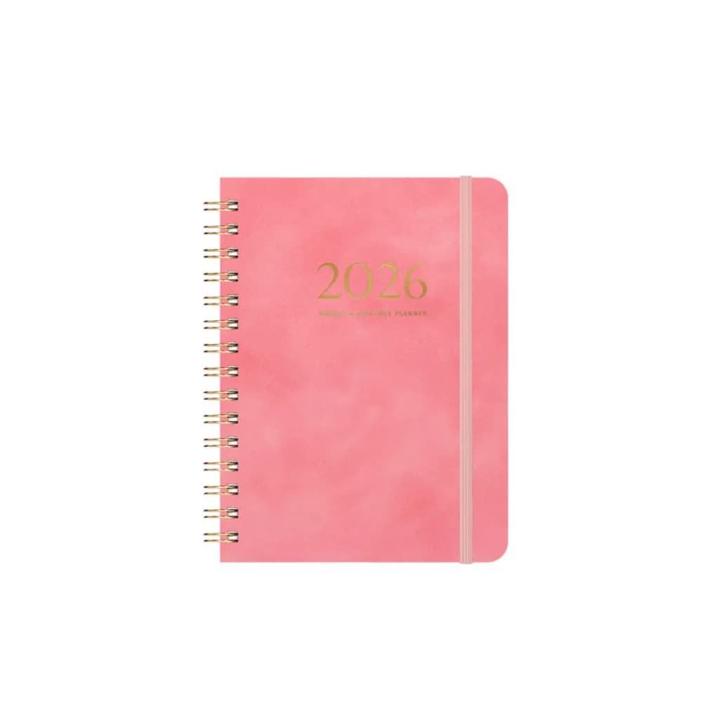 A5 2026 Planificateur hebdomadaire mensuel Couverture en cuir PU Calendrier Planificateur quotidien 