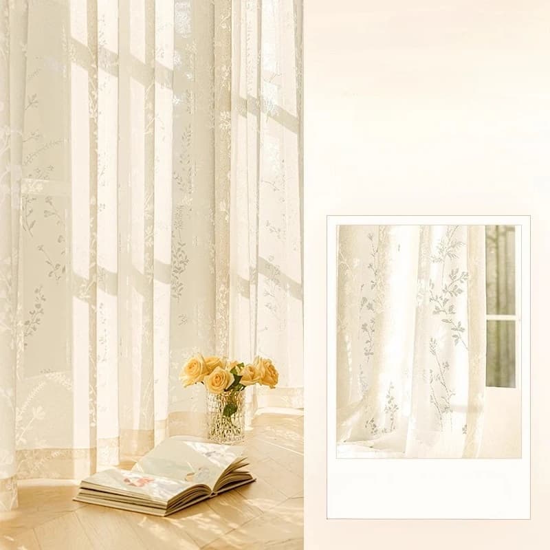 Rideaux occultants privés de luxe en gaze pastorale française, crème, pour salon, fenêtre, balcon, r