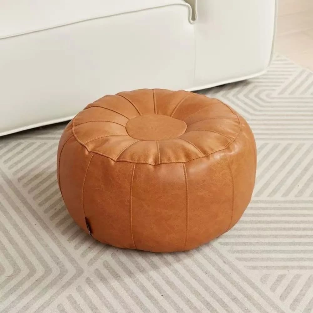 Banc de rangement en cuir PU non rembourré, rond, à remplir, pouf de rangement pour vêtements, grand