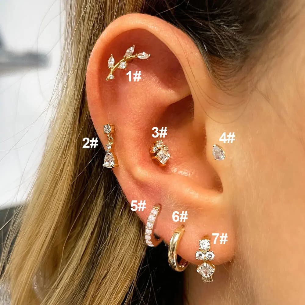 Boucle d'oreille Tragus Helix pour femmes, 1 pièce, Lobe Helix, oreille, Cartilage, Septum, cerceau 