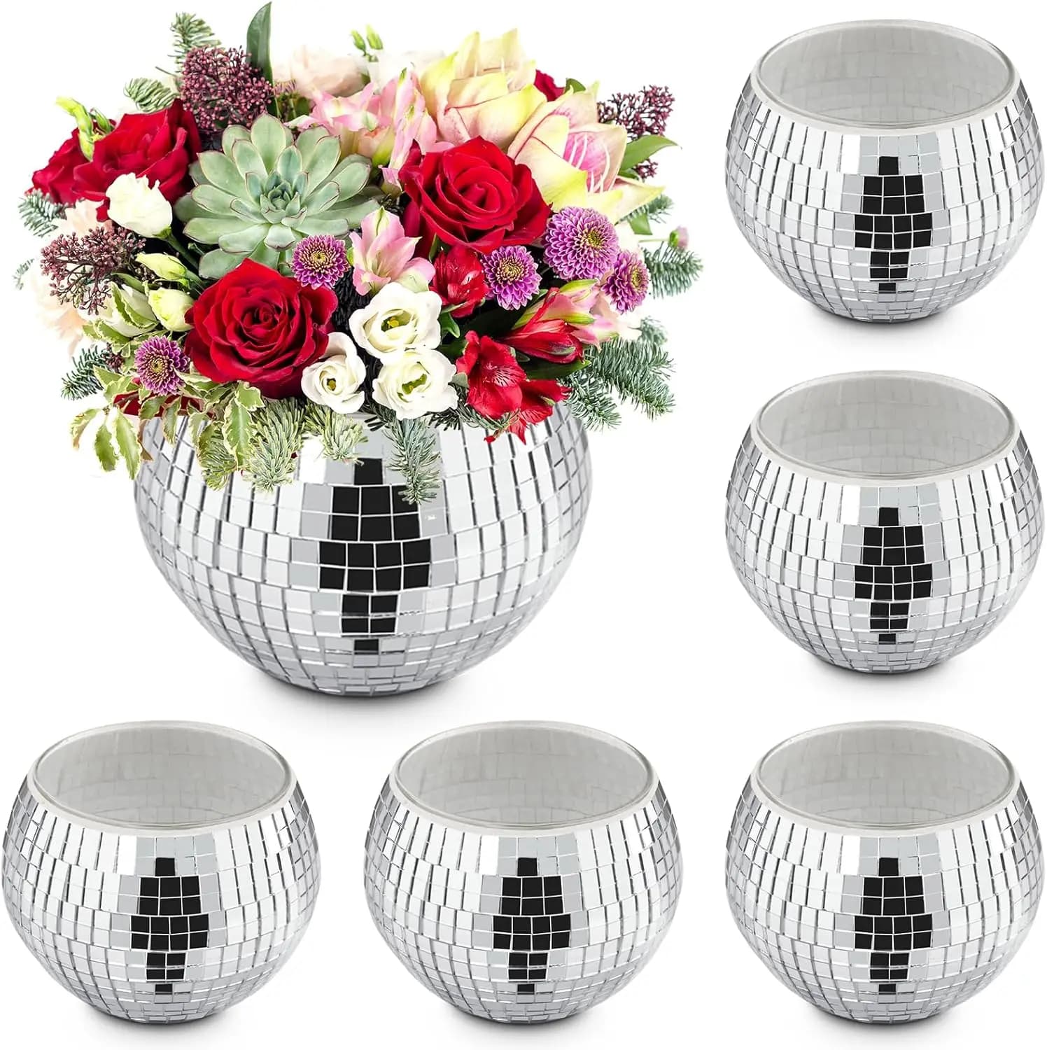 1 vase boule disco, centre de table, décoration boule disco en verre pour la maison, décoration de f