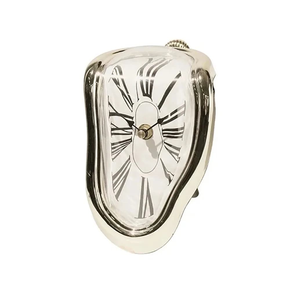 Horloge de fusion torsadée en argent Vintage, horloge silencieuse créative à angle droit, décoration