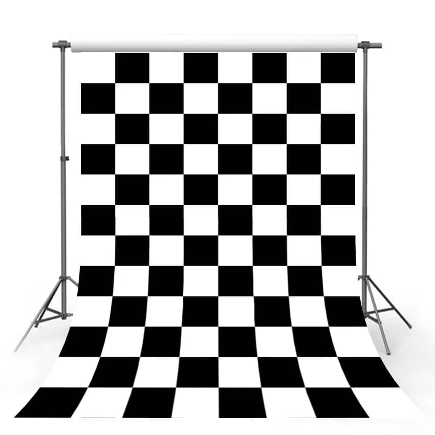 Mehofond-Toile de fond de photographie de grille d'échiquier, noir et blanc, damier de course, toile