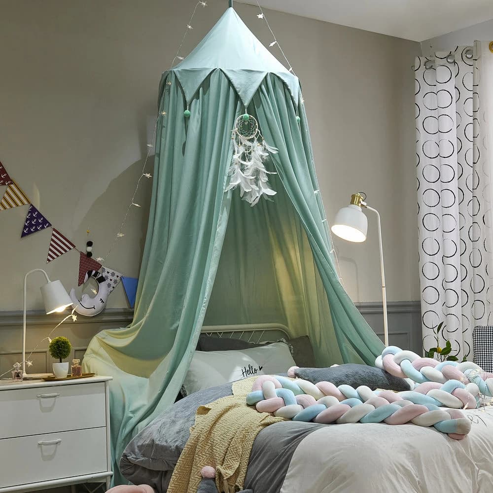 Auvent de lit Battilo pour enfants, moustiquaire pour filles, décor de chambre à coucher, dôme rond 