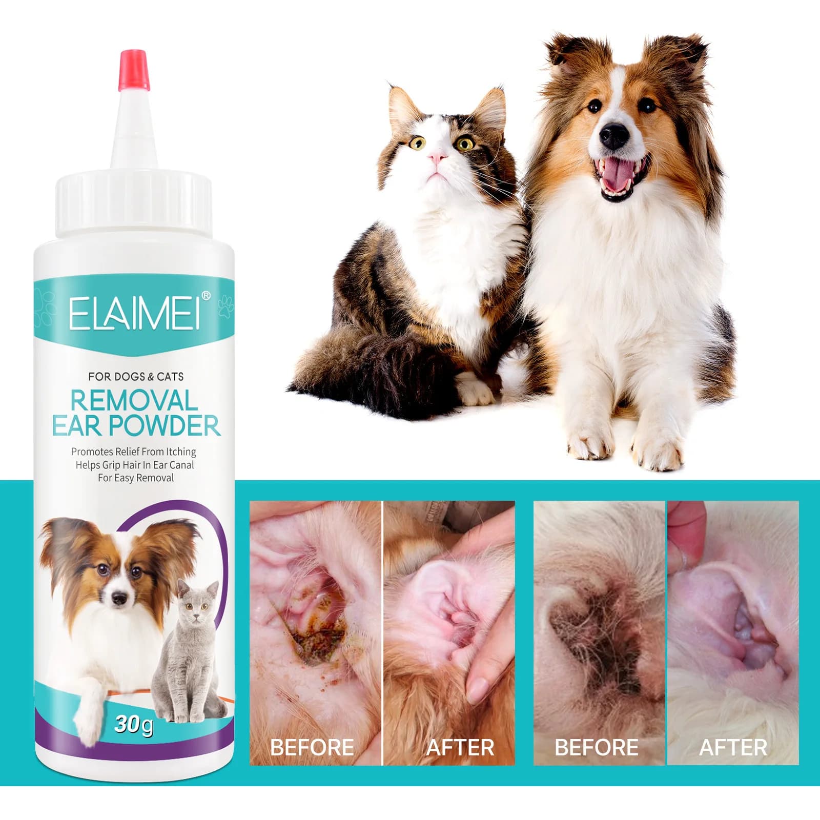 Poudre d'épilation indolore pour animaux de compagnie, 30g, pour chiens et animaux de compagnie, out