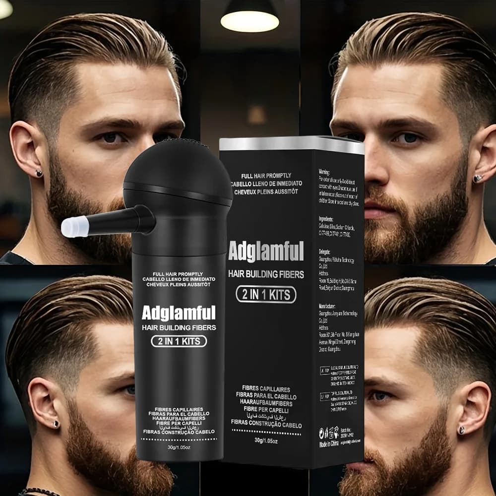 Kit de poudre de fibres Adglamful 30g, solution d'épaississement temporaire des cheveux, pour hommes