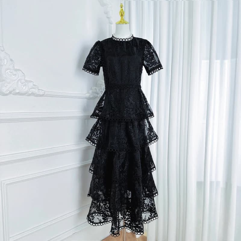 Nouvelle Robe Longue de Soirée Élégante et Luxueuse pour Femme, Col Rond, Superpositions, Style Gâte