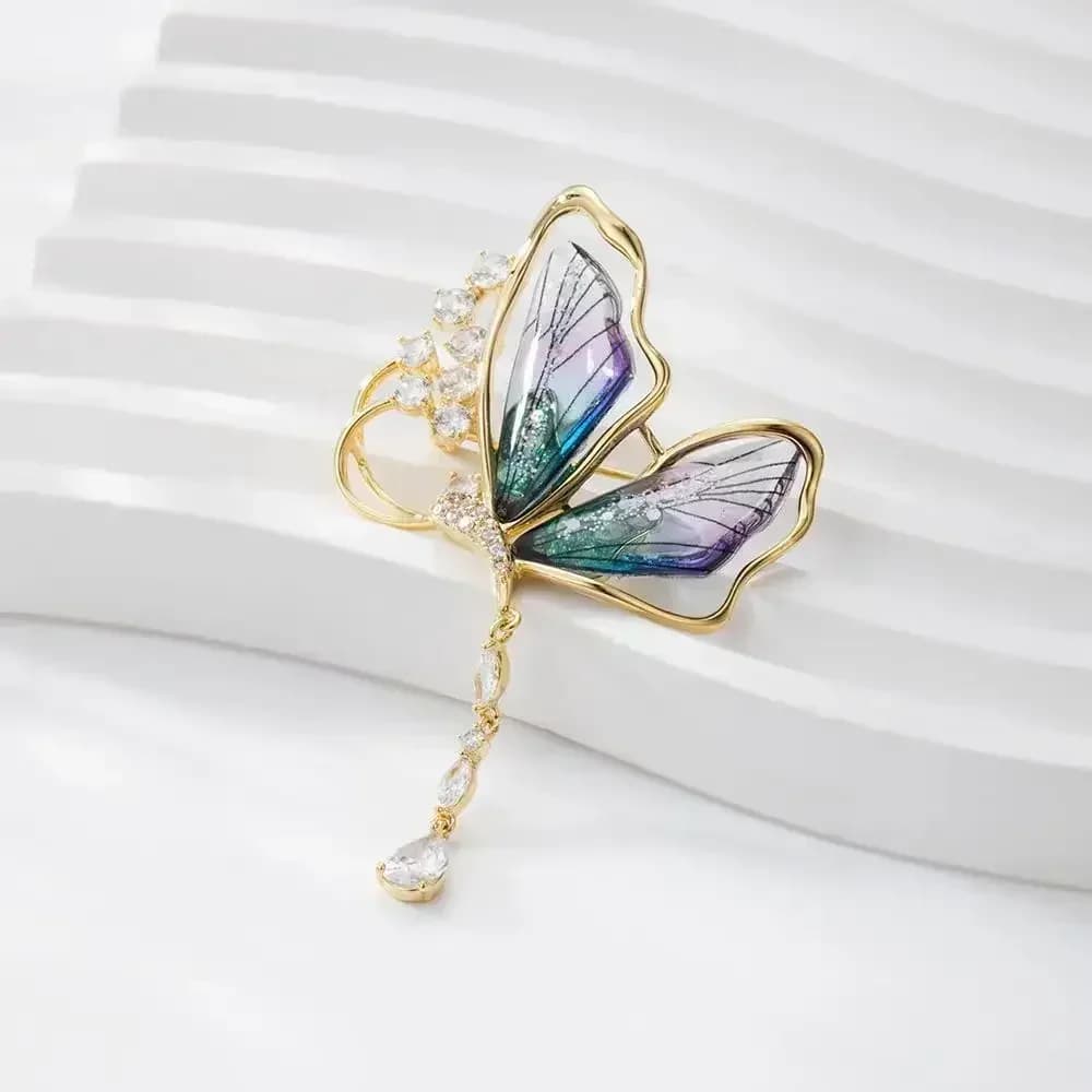 Broches en strass pour femmes, accessoires pour vêtements, épingles en métal Rose papillon, bijoux c
