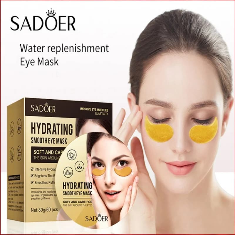 Masque hydratant pour les yeux, texture hydrogel, adhère à la peau autour des yeux, procure des effe