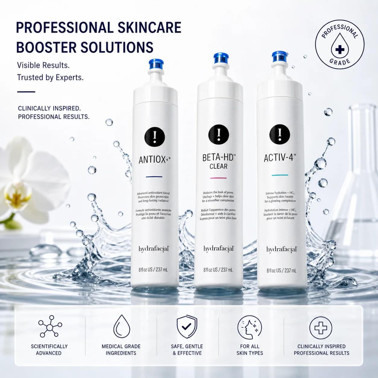 Ensemble de solutions pour le visage Hydra Beauty pour appareil d'hydrodermabrasion Activ4 BetaHD An