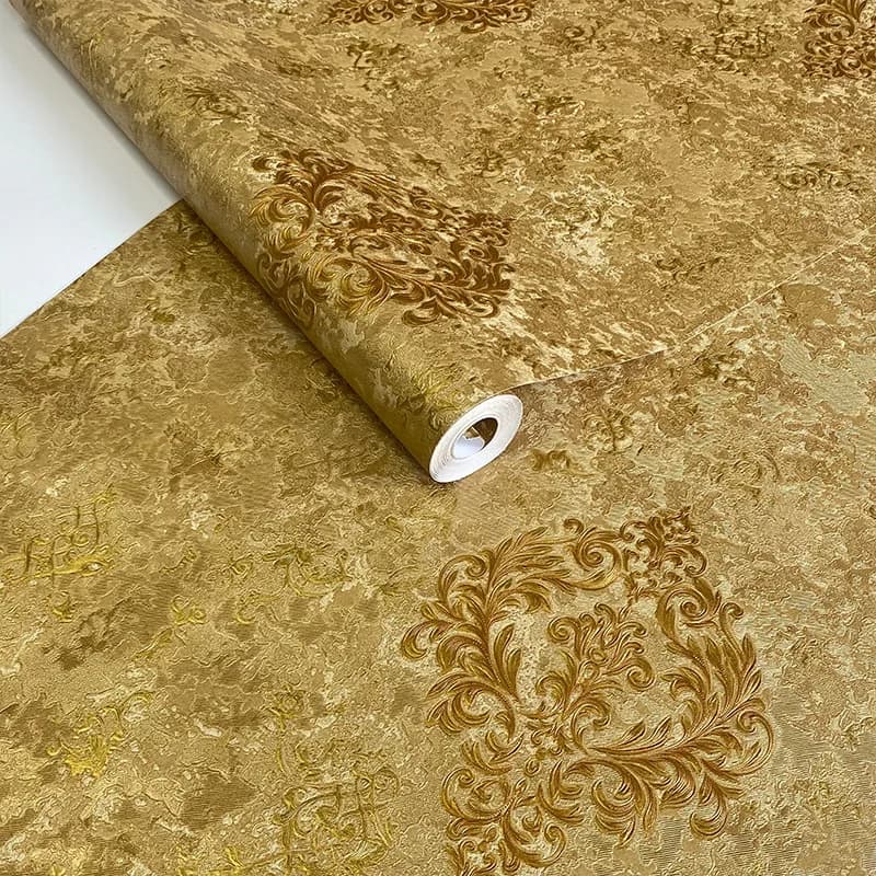 Papier peint luxueux en or 3D de style européen, grand motif floral, pour salon, hôtel, restaurant,