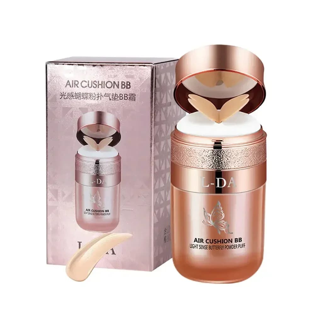 BB crème à coussin d'air papillon, bouffante de poudre durable, fond de teint hydratant, correcteur 