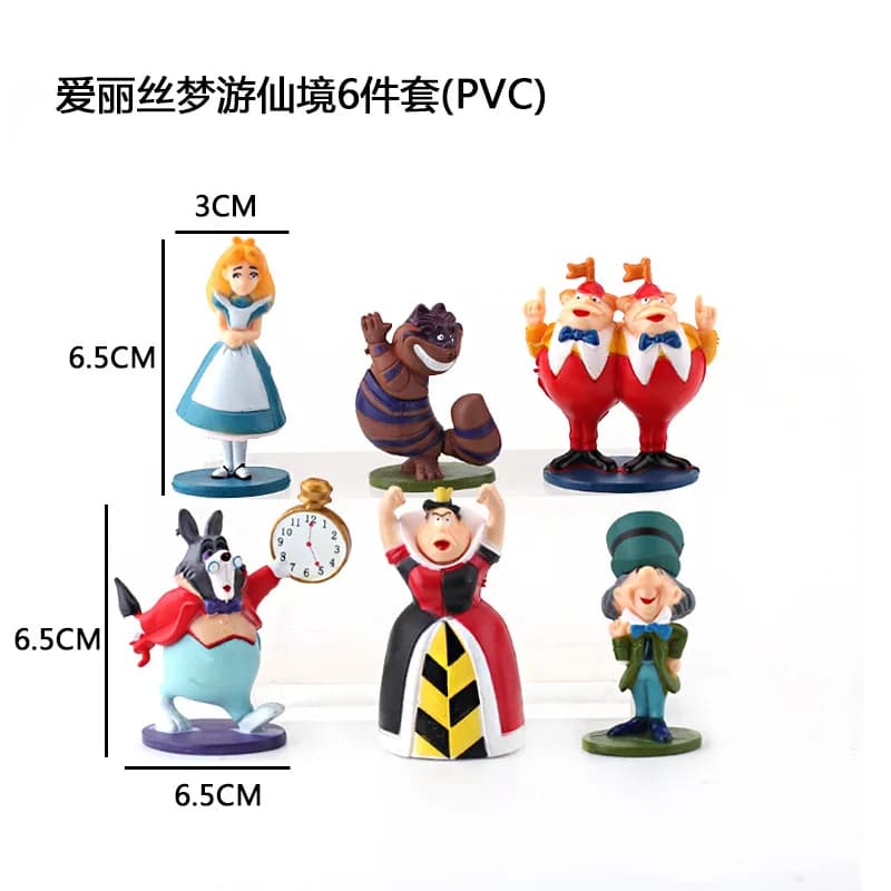 Disney Alice aventures au pays des merveilles 6 pièces/ensemble dessin animé figurine jouets PVC mod