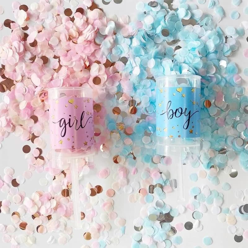 Canon à confettis pour révélation du sexe, bleu et rose, pour décorations de fête de révélation du s