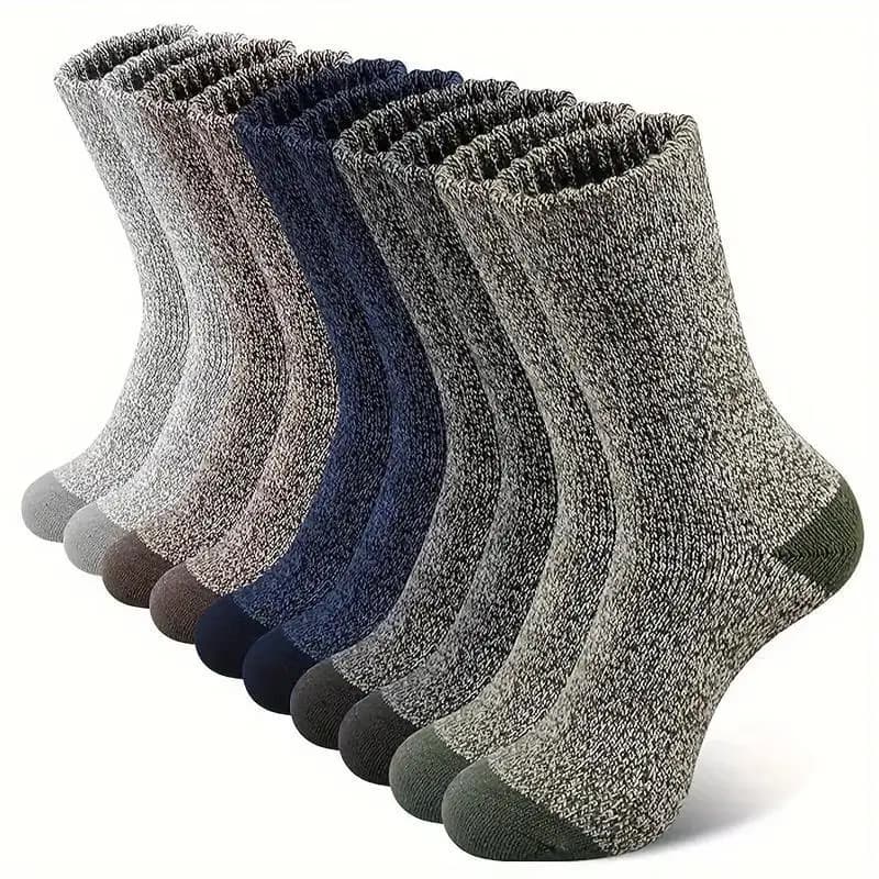 5 paires de chaussettes mi-mollet en laine mérinos pour hommes et femmes, chaussettes d'hiver thermi