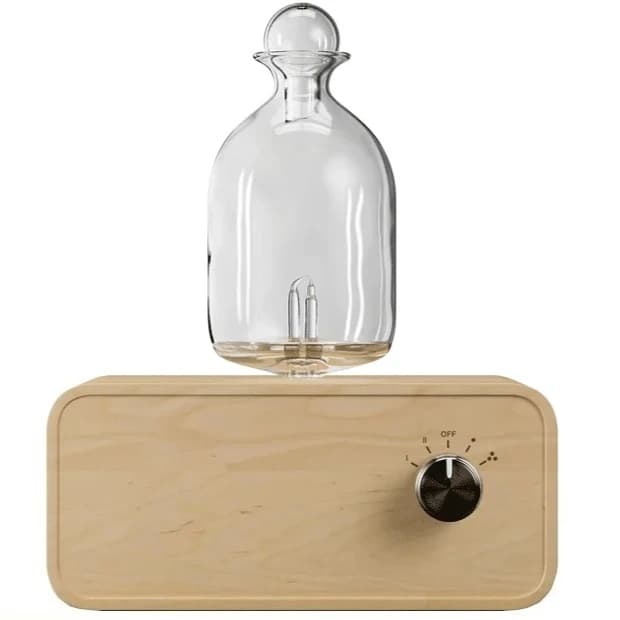 Diffuseur d'huile essentielle en verre, Base de Grain de bois, diffuseur d'arôme d'air 2600mAh, nébu