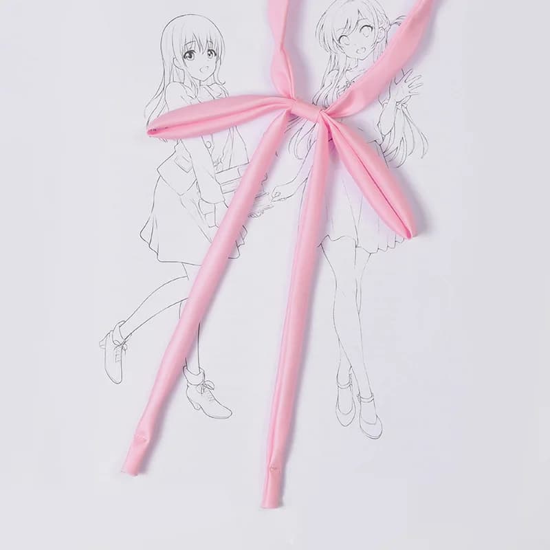 Cravate pré-attachée en soie Polyester, nœud papillon rose doux, à carreaux, uniforme d'étudiant jap