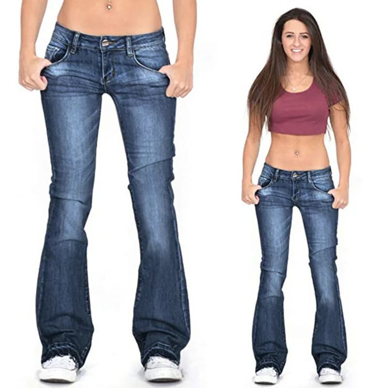 Jean en denim coupe large amincissant, taille haute, style bootcut, pour femme, tendance streetwear,