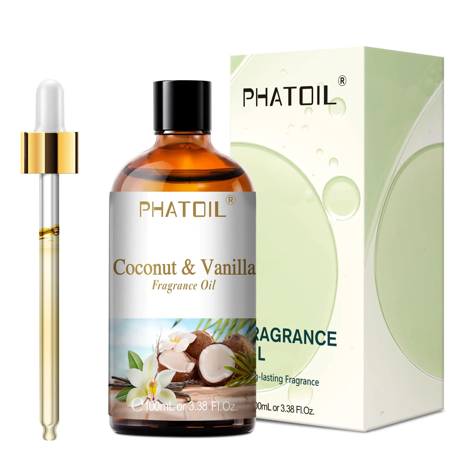 PHATOIL 100ml huile parfumée noix de coco et vanille gomme à bulles brise de mer blanc musc arôme hu