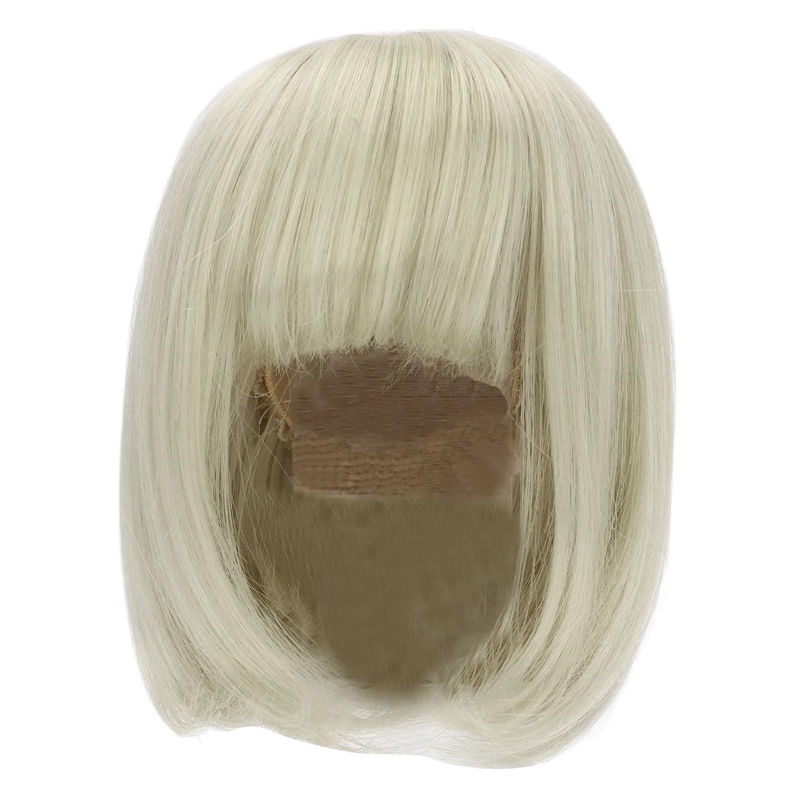 Perruque pour poupée, cheveux raides, frange droite, longueur aux épaules, cheveux courts, doux, fac
