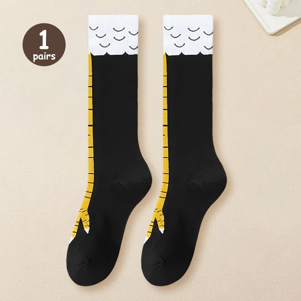 Chaussettes longues à imprimé de pieds jetables pour femmes, chaussettes au-dessus du genou, chausse