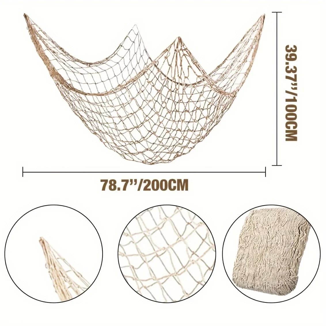 Filet de pêche naval suspendu au mur – Décor sur le thème de l'océan hawaïen, parfait pour les décor