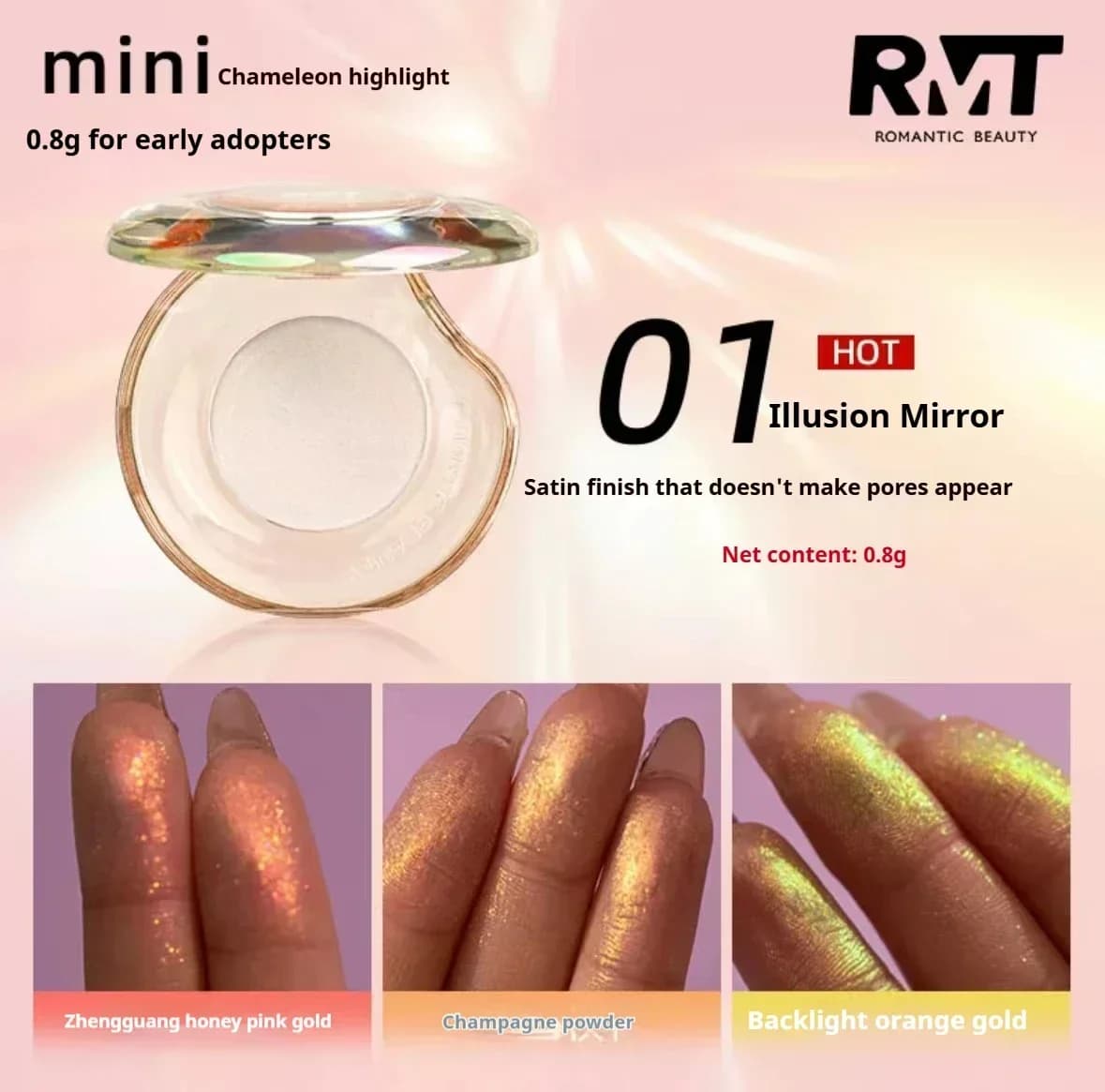 RMT – poudre Fine caméléon à haute brillance, violet mat, crème, fard à joues brillant, éclaircissan
