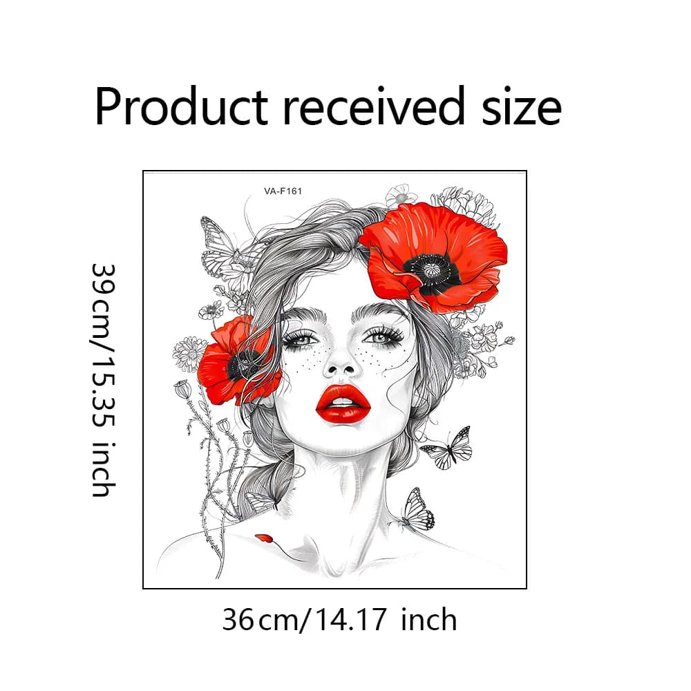 Autocollant mural de carreaux de vinyle à fleurs rouges pour filles, décor de chambre d'enfants, aut