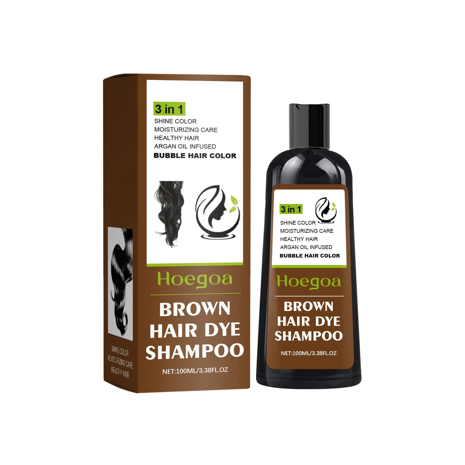 Shampoing de teinture pour cheveux naturels, brun et noir, couverture de teinture pour cheveux gris