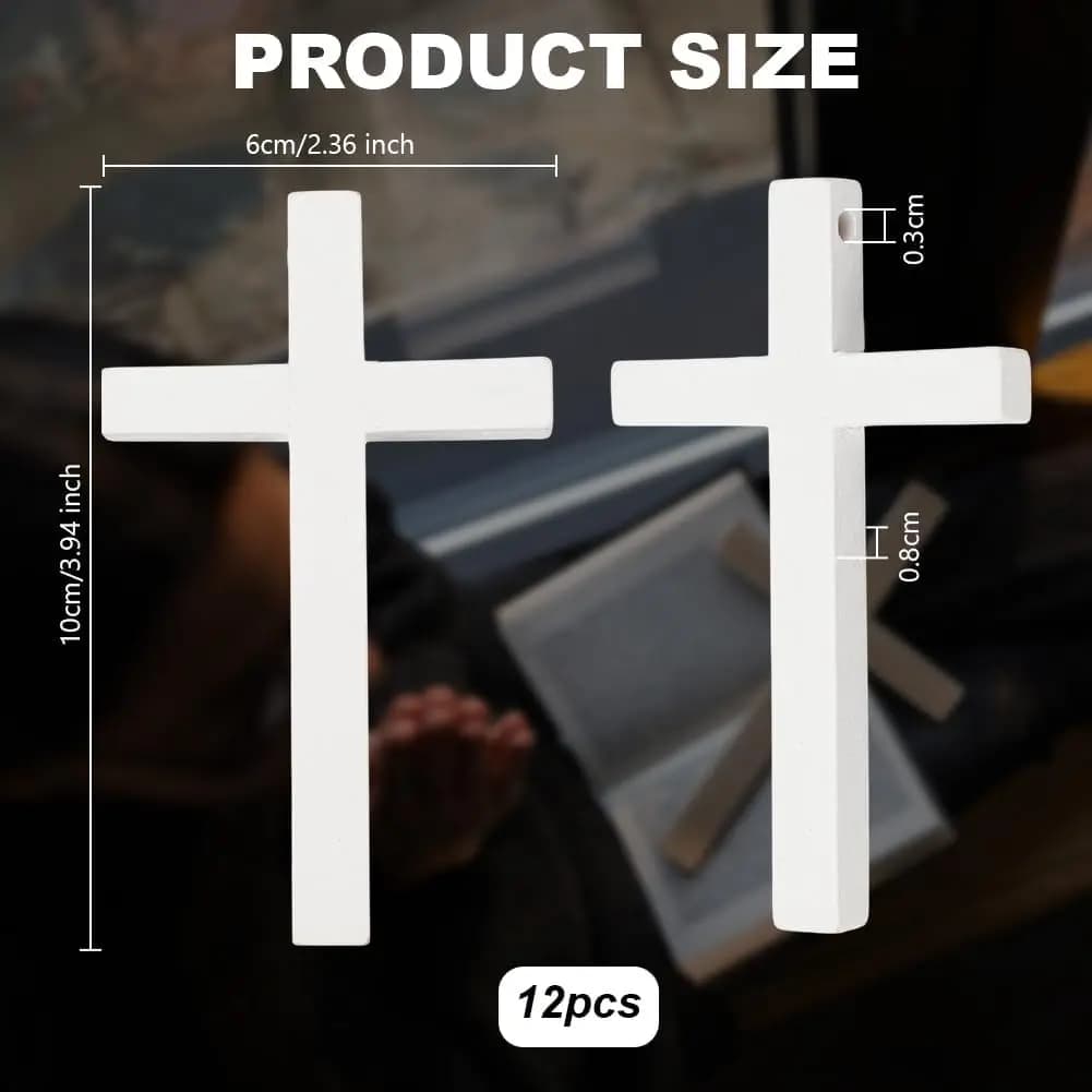 12 pièces 3.9x2.4 pouces blanc Simple croix murale en bois pour la décoration religieuse de la pièce