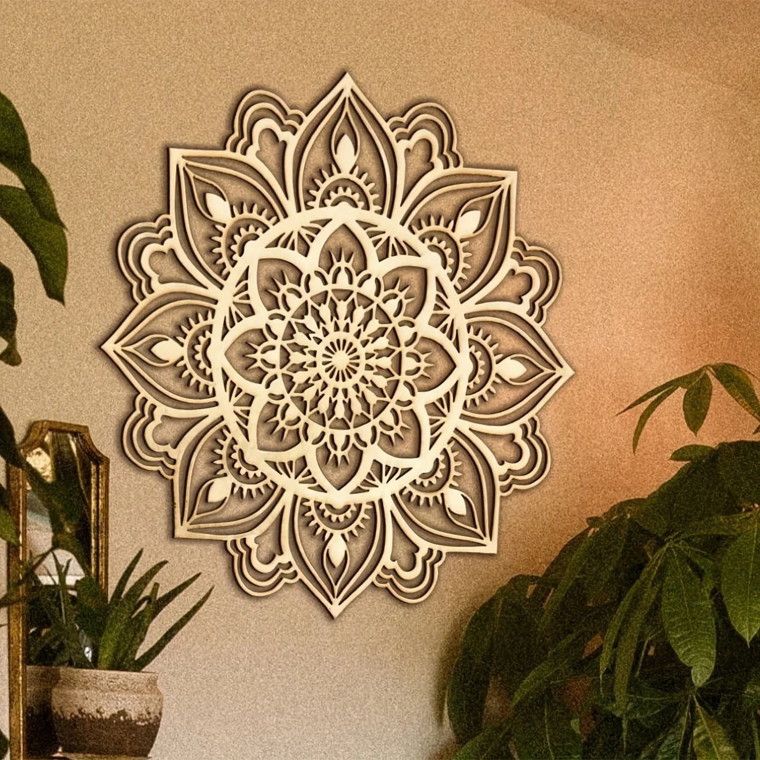 1pc superbe art mural en métal sur le thème marocain et indien | Mandala ethnique bohème Chic déco