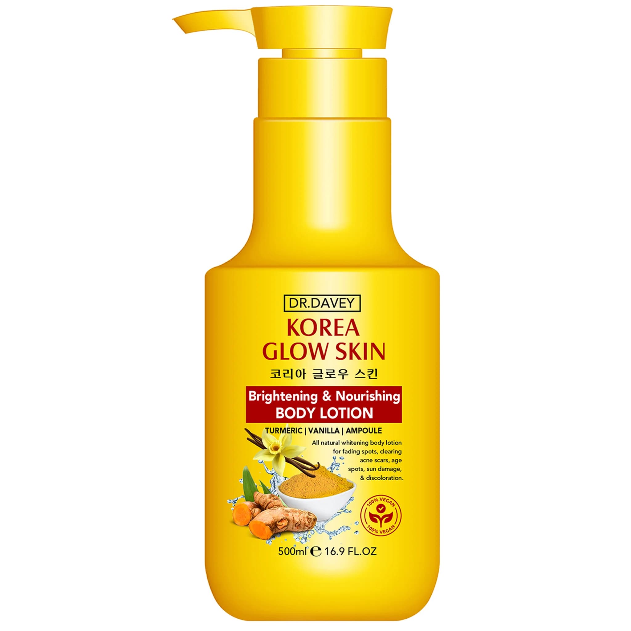 Lotion corporelle au curcuma DR.DAVEY 500ML, grande capacité, hydratante, rafraîchissante, non grass