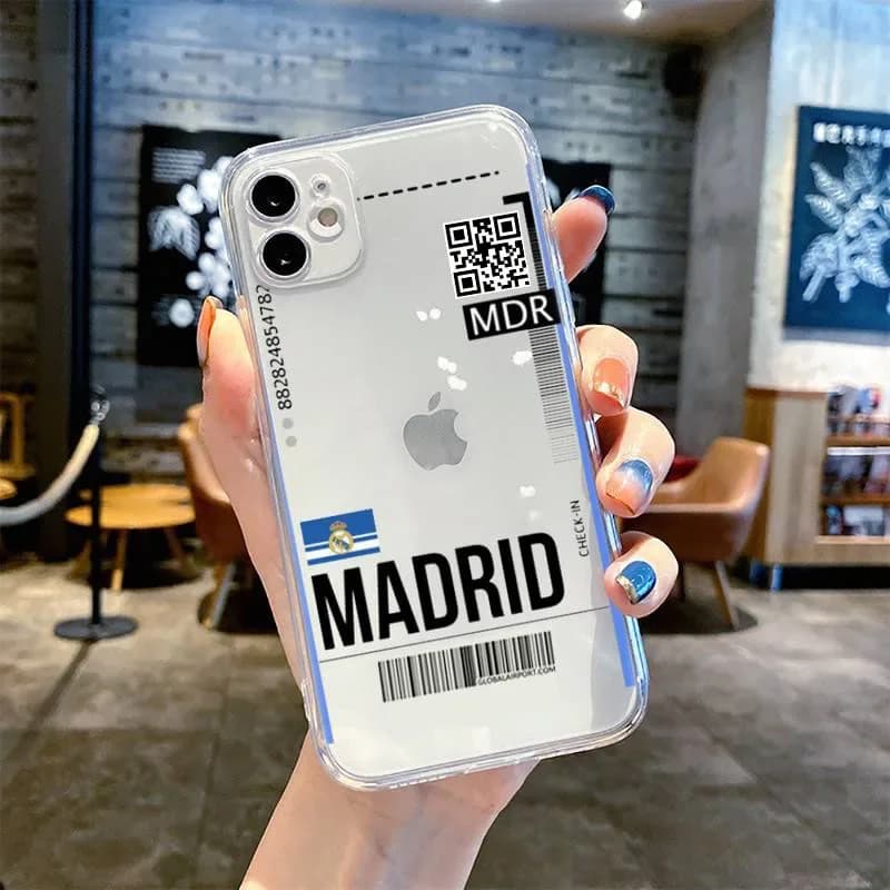 Coque de téléphone personnalisée avec étiquette de billet d'avion, New York, Londres, Paris, iPhone 