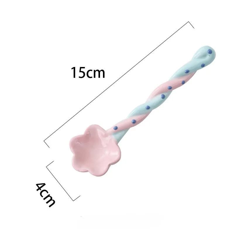 Cuillère à soupe en céramique pour la maison, cuillère à dessert peinte à la main pour la crème glac