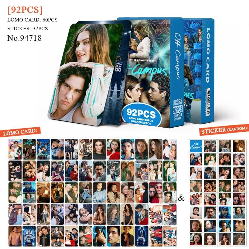 92 petites cartes de la série télévisée Off Campus, photos associées, mini-stickers hors campus, LOM