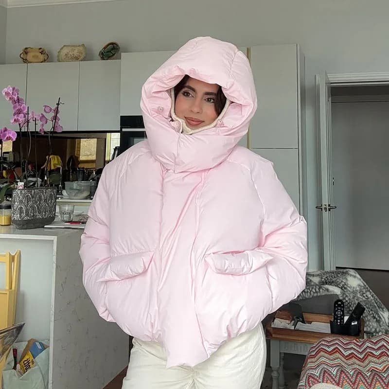 Mode à capuche femmes vers le bas manteaux à manches longues surdimensionné bouffée coton rembourré