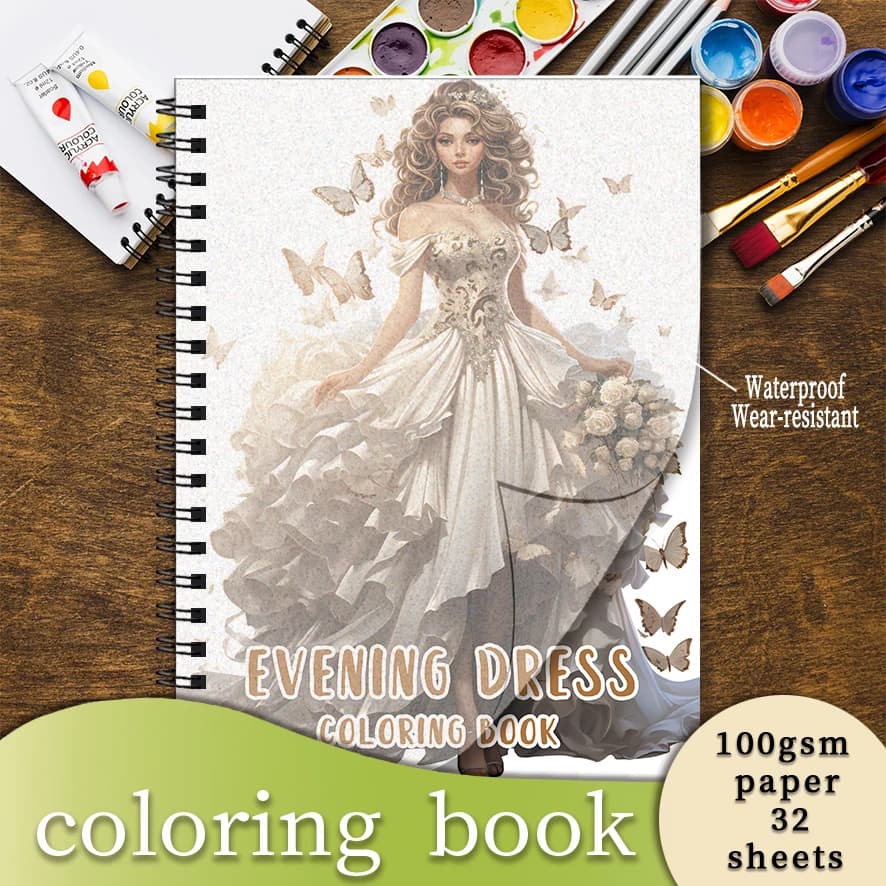Livre de coloriage pour robe de soirée, livre de coloriage, cadeau idéal pour la famille ou les amis