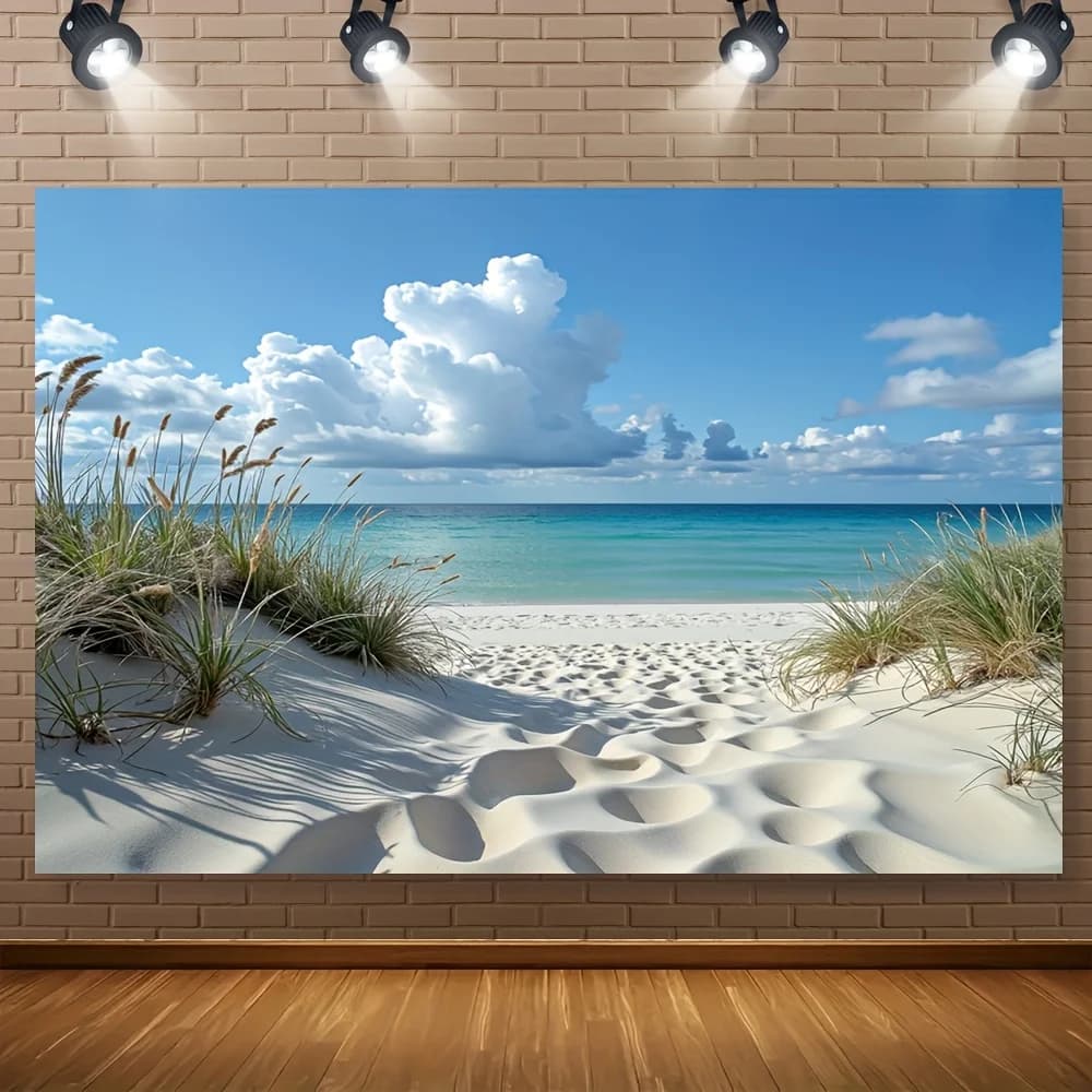 Bannière de plage en polyester, art mural de côte de plage vibrante, décoration de fête, décoration 