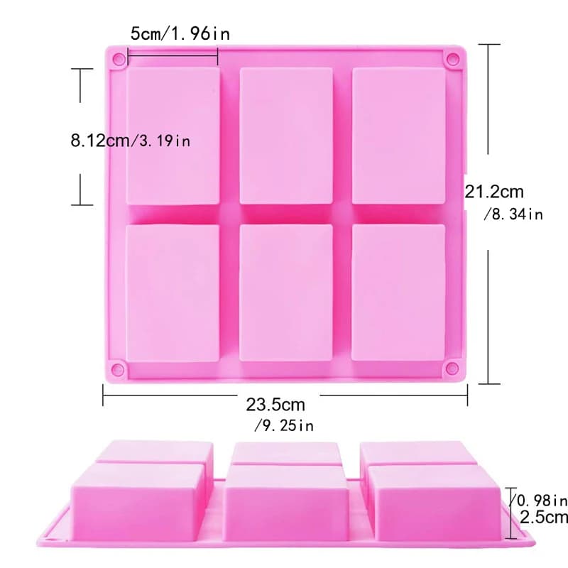 Moule à savon en silicone fait à la main, 6 grilles, 6 types de motifs floraux, fond plat, huile ess