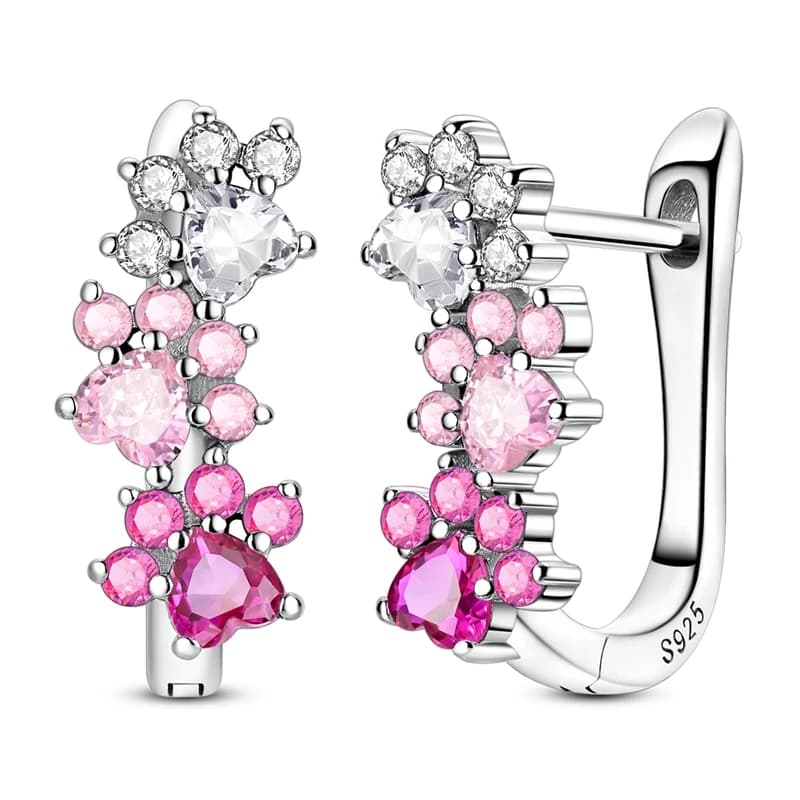 Boucles d'oreilles en argent Sterling 925 pour femmes, dégradé rose, patte mignonne, Style français,