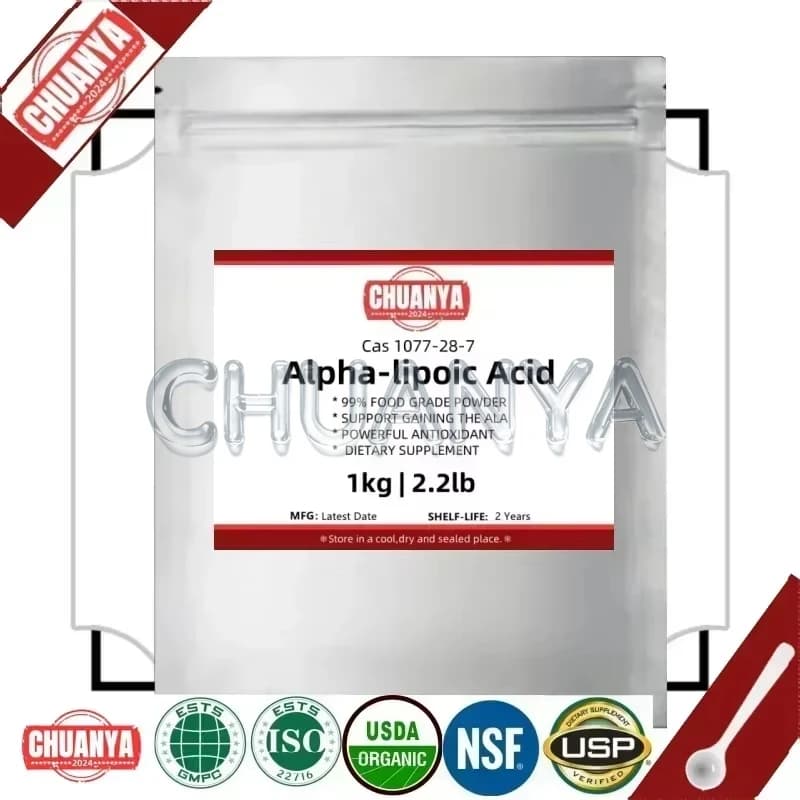 Poudre d'acide lipoique 99% Alpha personnalisée dans le monde entier, emballage en aluminium pour un