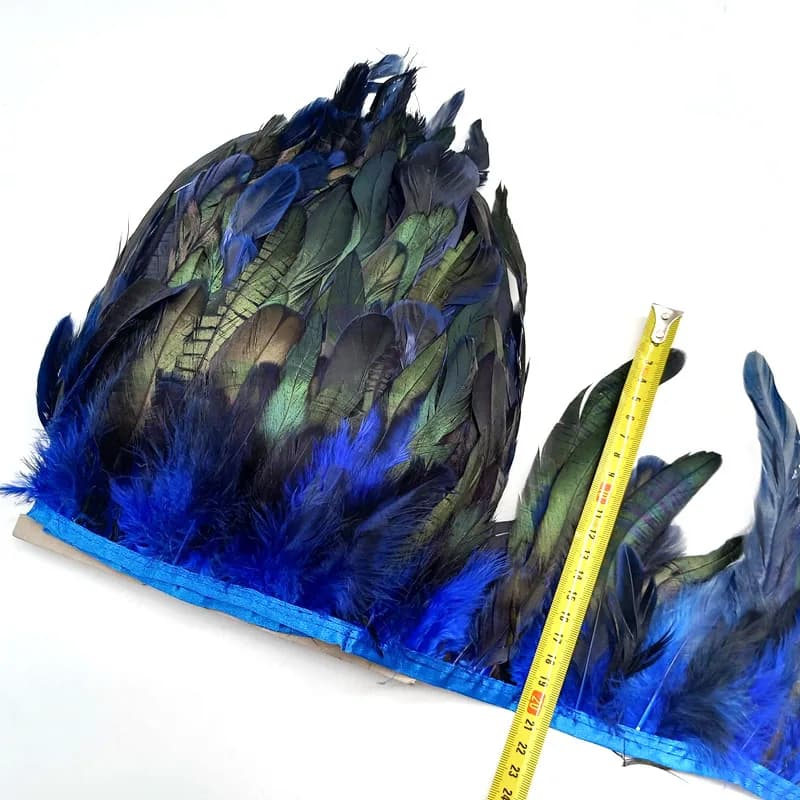 Plumes de coq de poulet naturelles de 5 à 10 mètres, garnitures de plumes à franges pour couture, ac