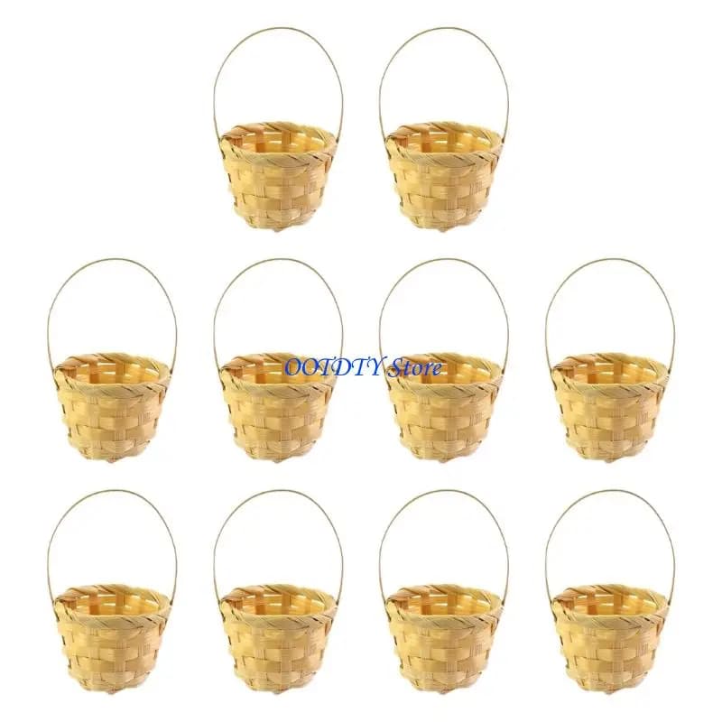 367A paniers décoratifs en bambou artisanaux, Lot 10 pièces soignés pour accessoires cosmétiques
