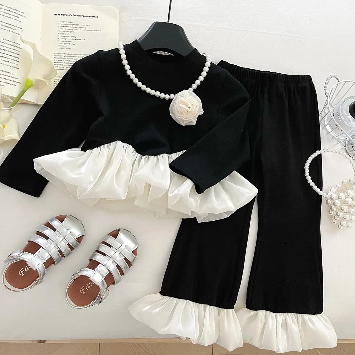 Ensembles gonflés pour filles, tenues de Boutique de luxe de styliste, hauts et pantalons, costume d