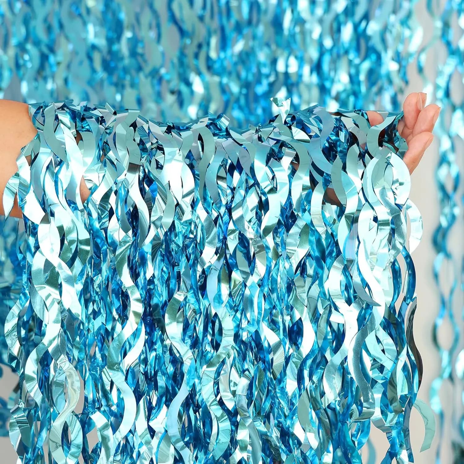 Rideau de fond transparent en feuille brillante à franges, décoration scintillante pour fête, mariag