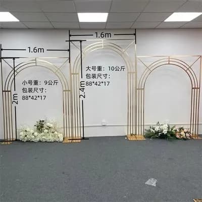Nouveau lot de 3 cadres d'arche multi-barres dorés pour écran, décoration de mariage