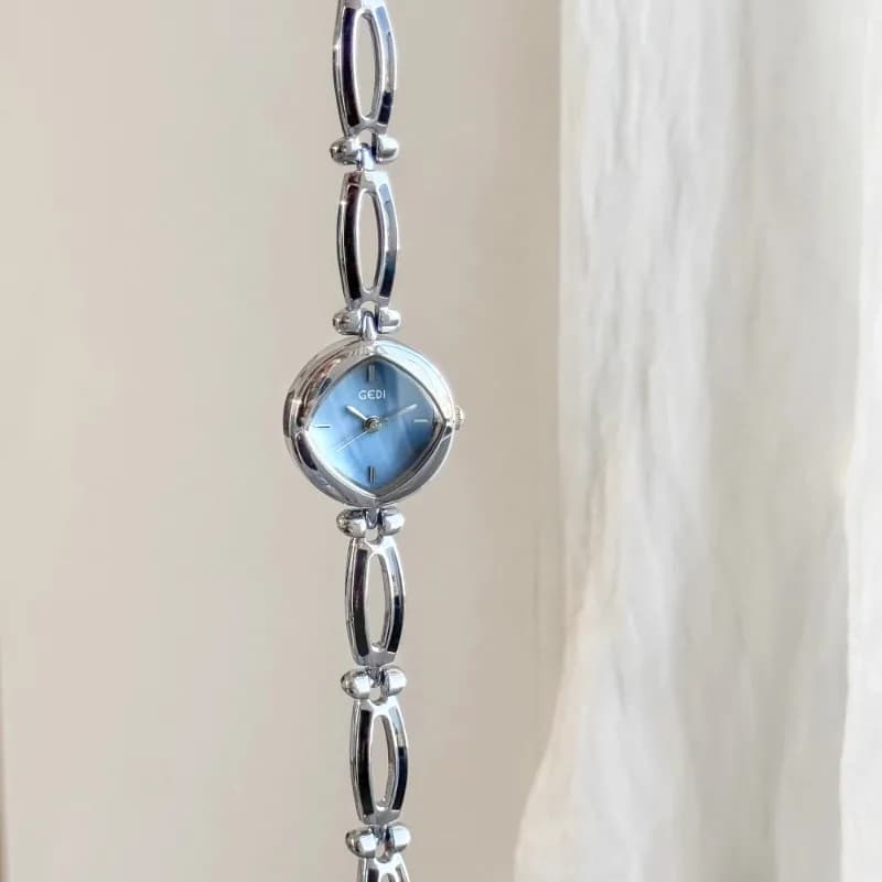 Montre à Quartz pour femmes, argent bleu, Design Original, petite horloge ronde, étanche, élégante, 