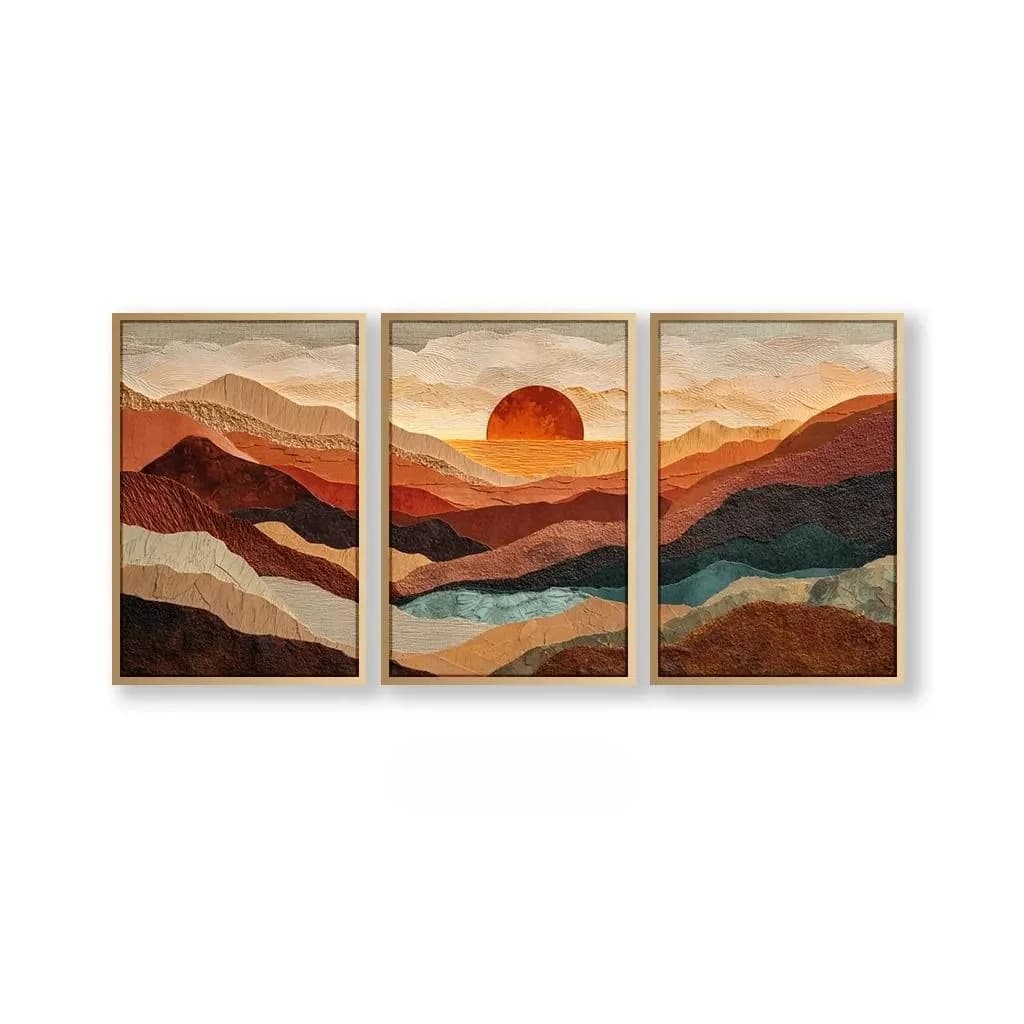 Art mural de plage moderne 3 pièces, Art naturel pour salle à manger ou mur de bureau, Art sur toile