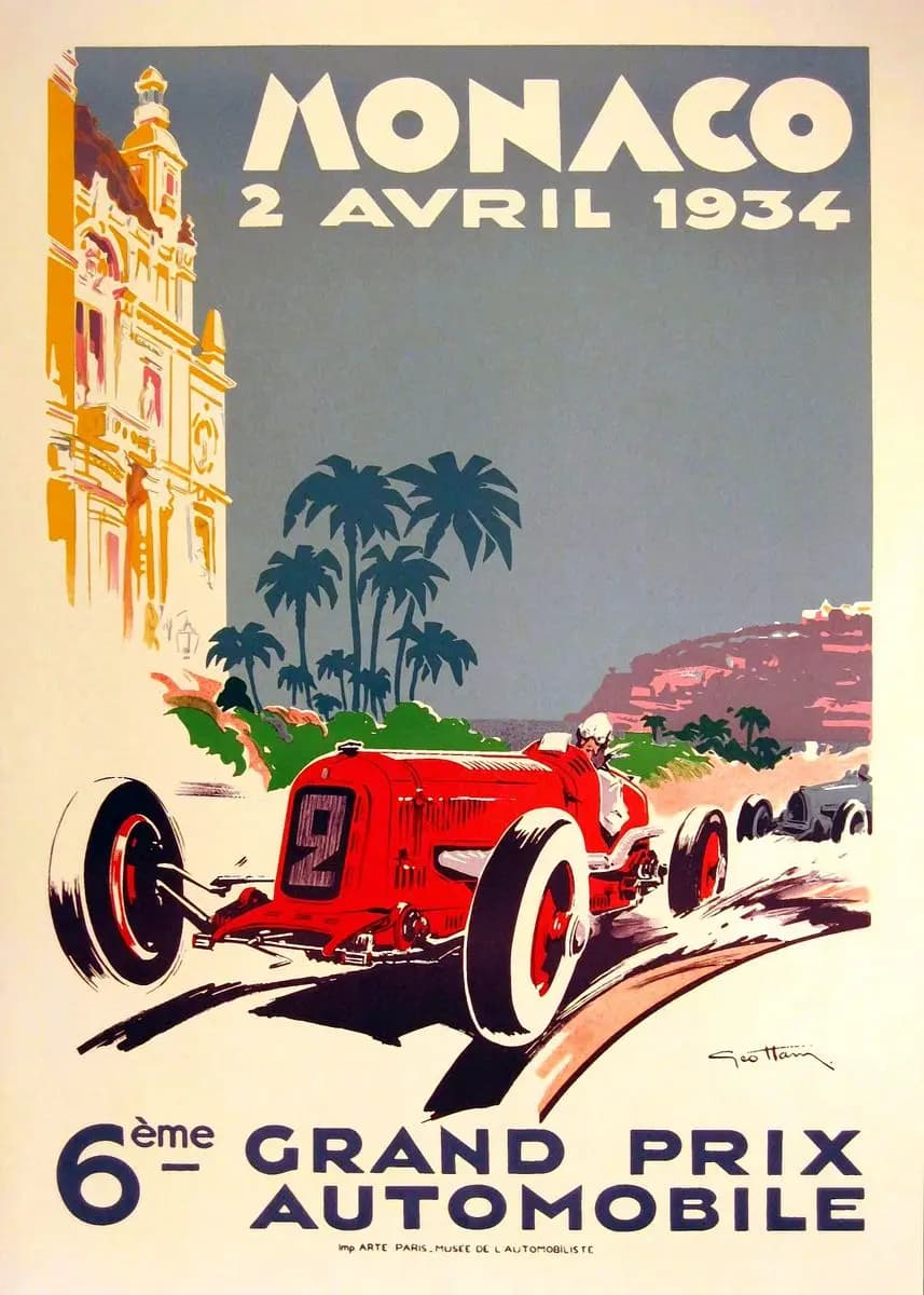 Affiche et impressions de course de voitures vintage Monaco, art mural rétro, peinture sur toile pou